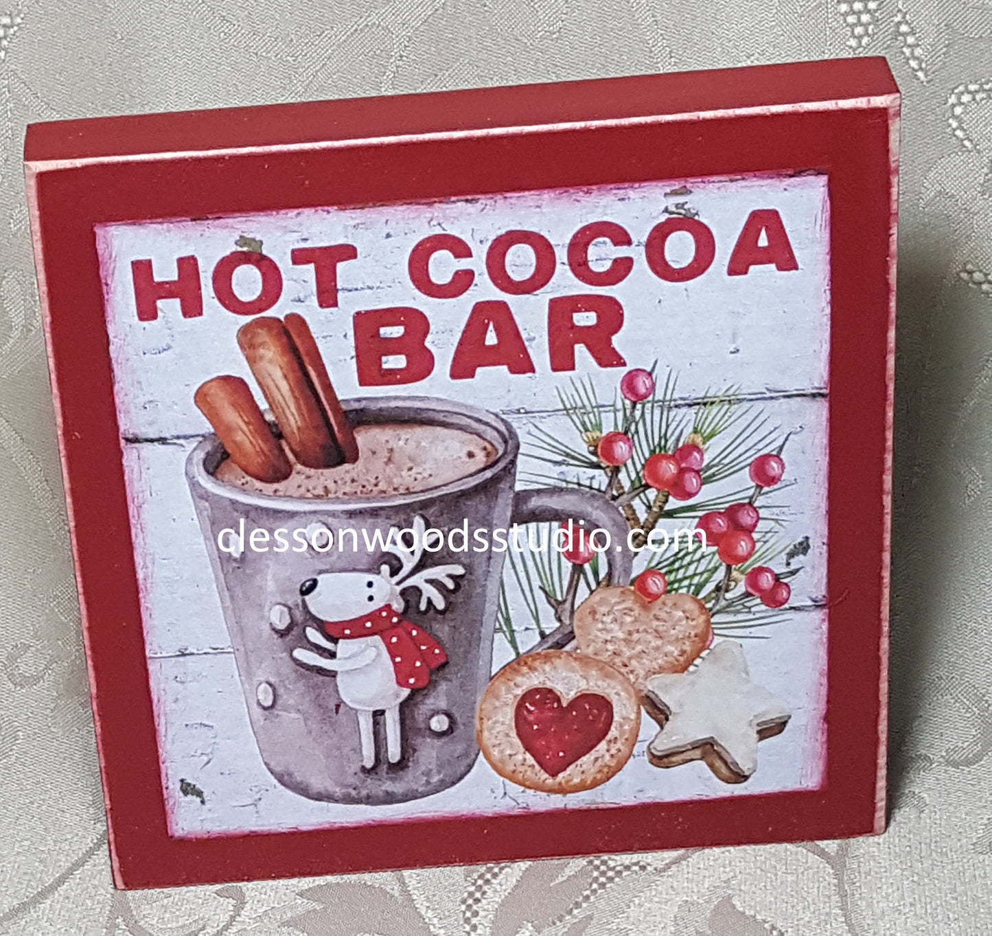 Hot Cocoa Bar Wood Block Sign