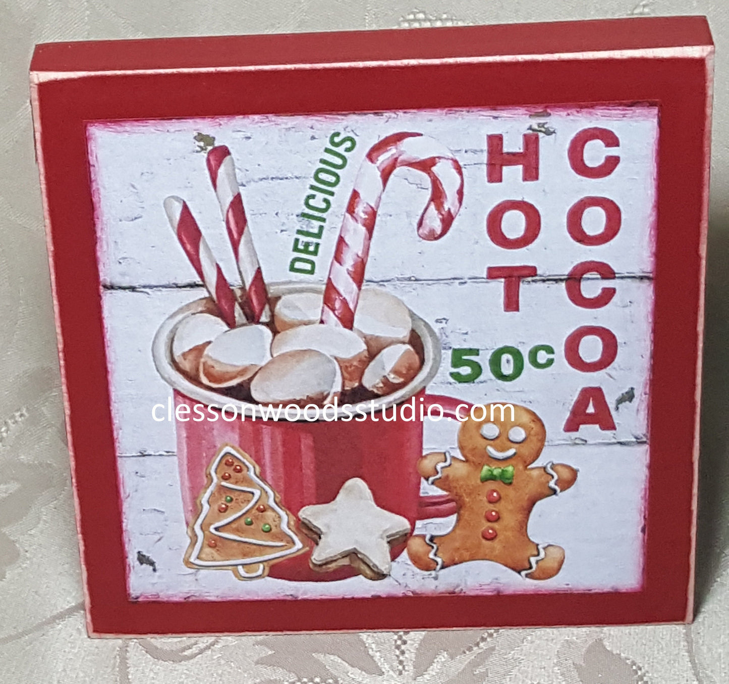 Delicious Hot Cocoa 50 Cents Wood Block Sign