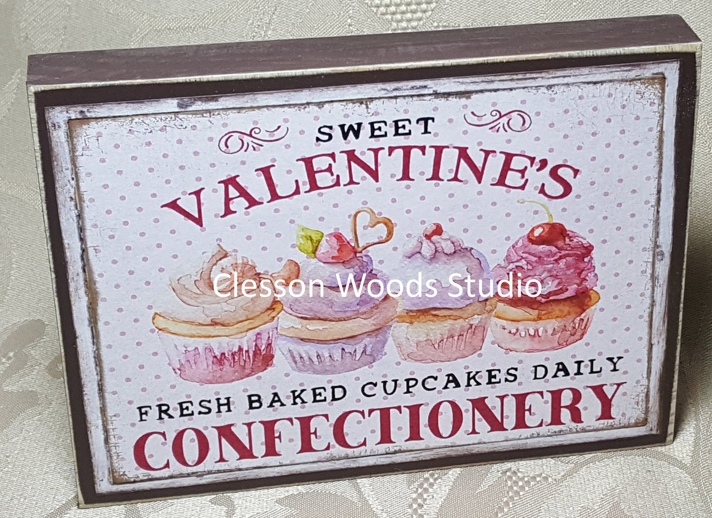 Sweet Valentine's Confectionery (Brown) Small Wood Sign