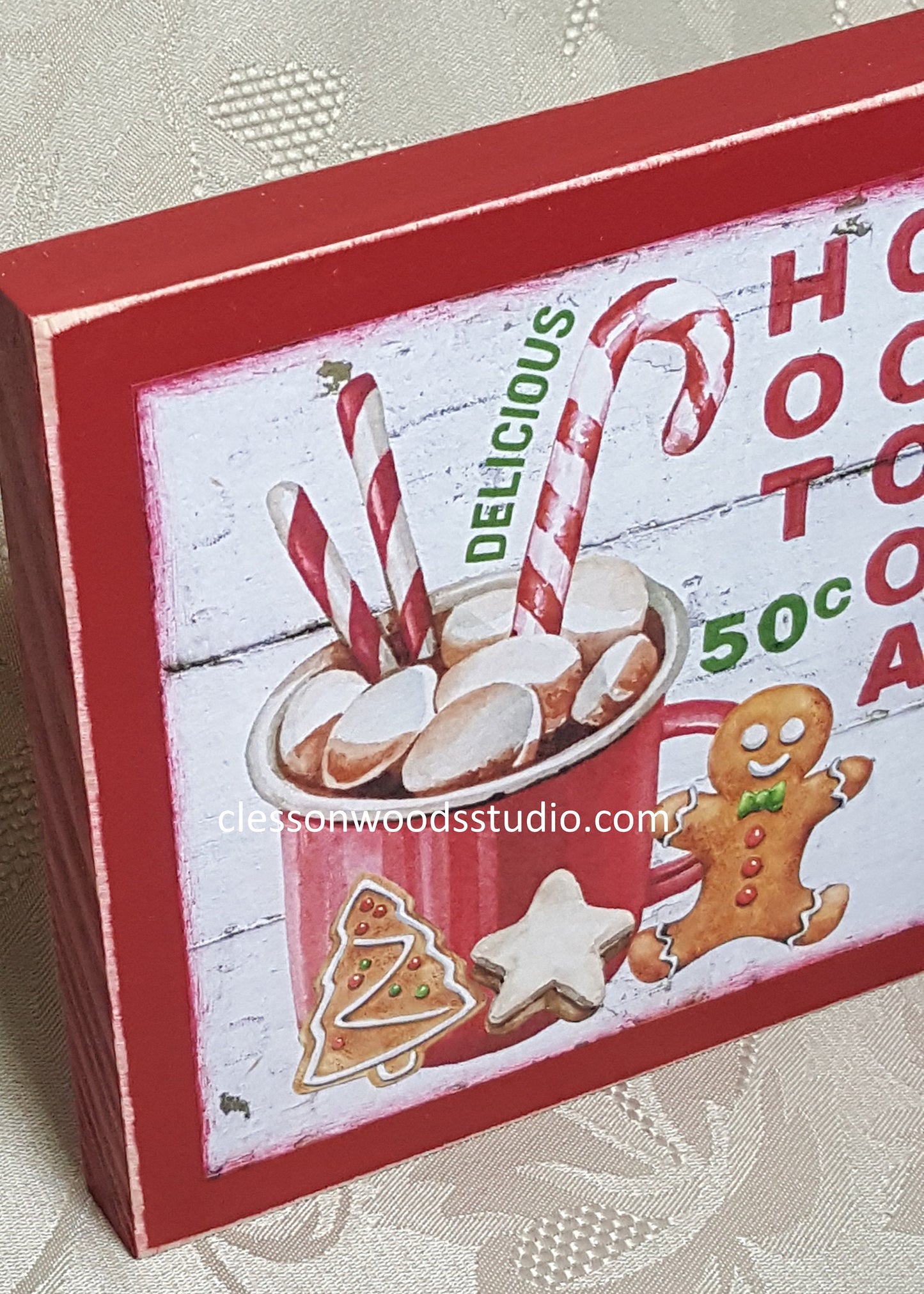 Delicious Hot Cocoa 50 Cents Wood Block Sign