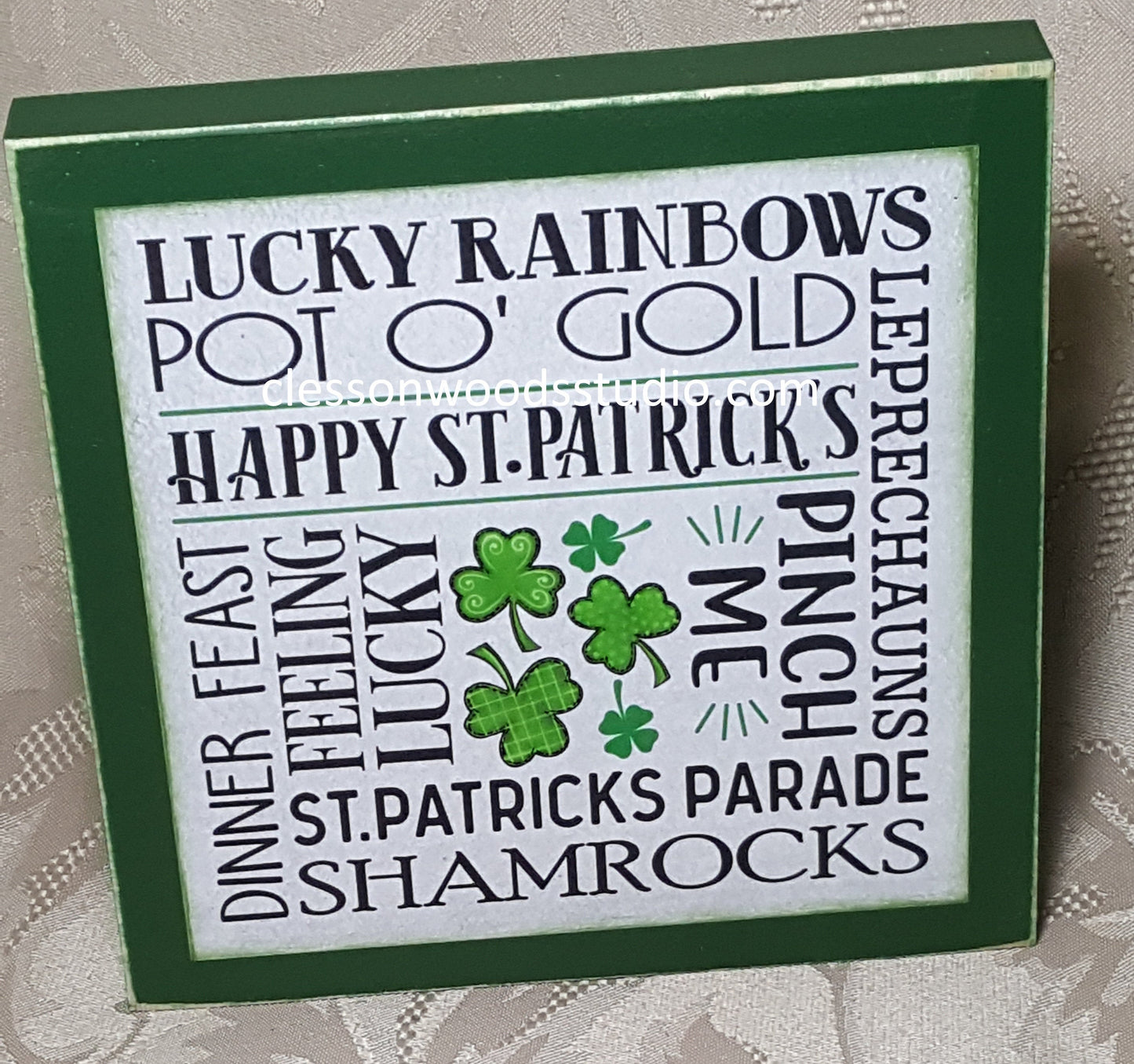 St. Patrick's Day Subway Art Square Small Wood Sign