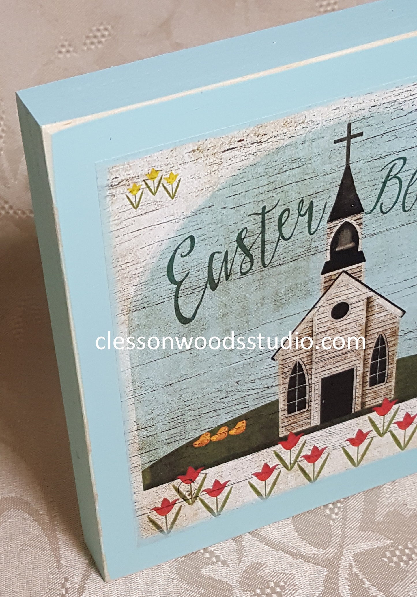 Easter Blessings Wood Block Sign