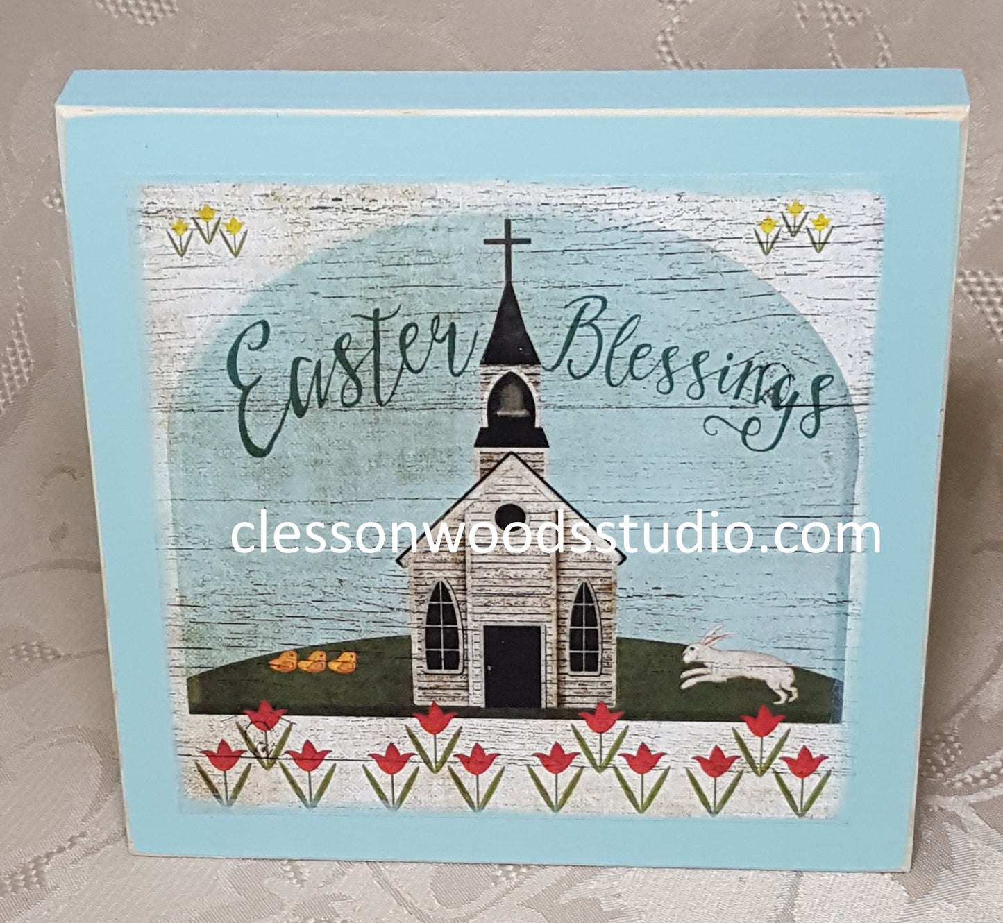 Easter Blessings Wood Block Sign