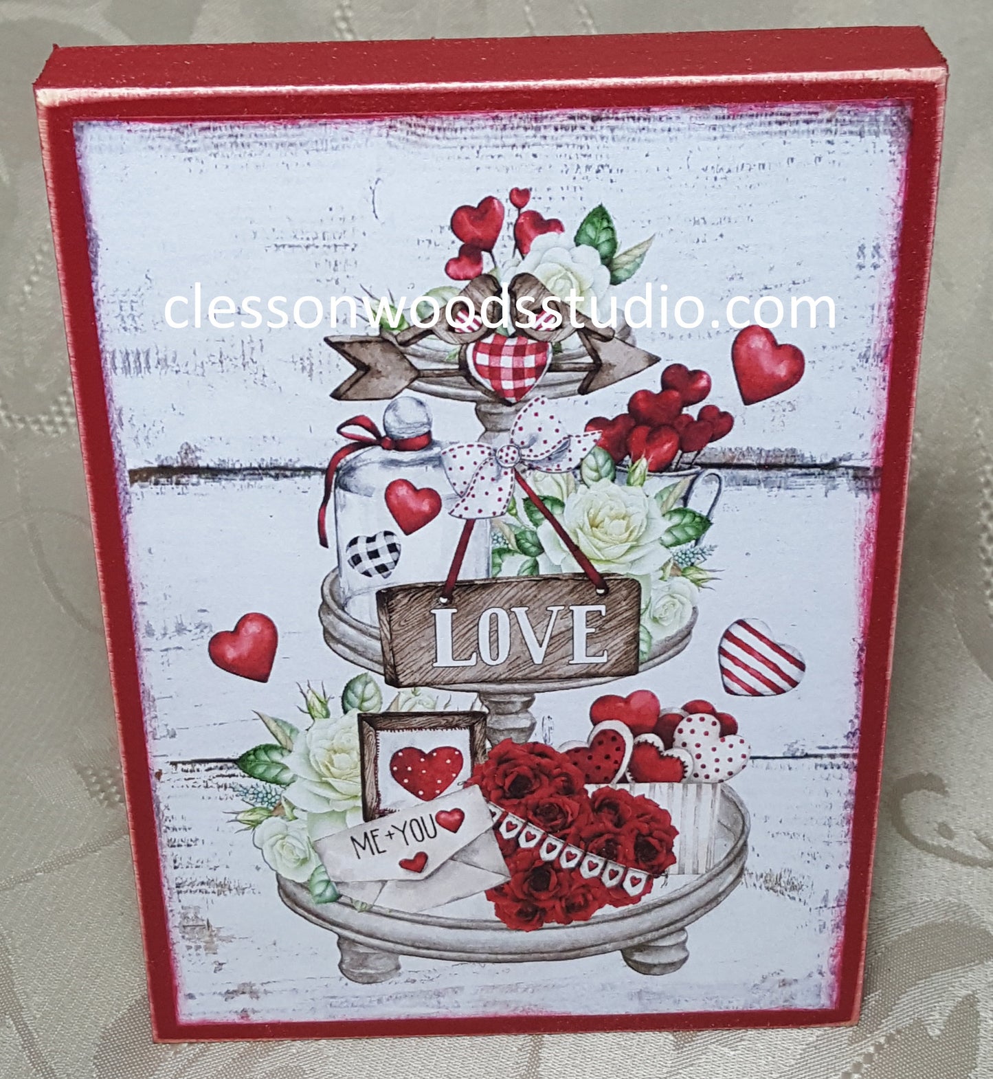 Valentine Tiered Tray Wood Block Sign