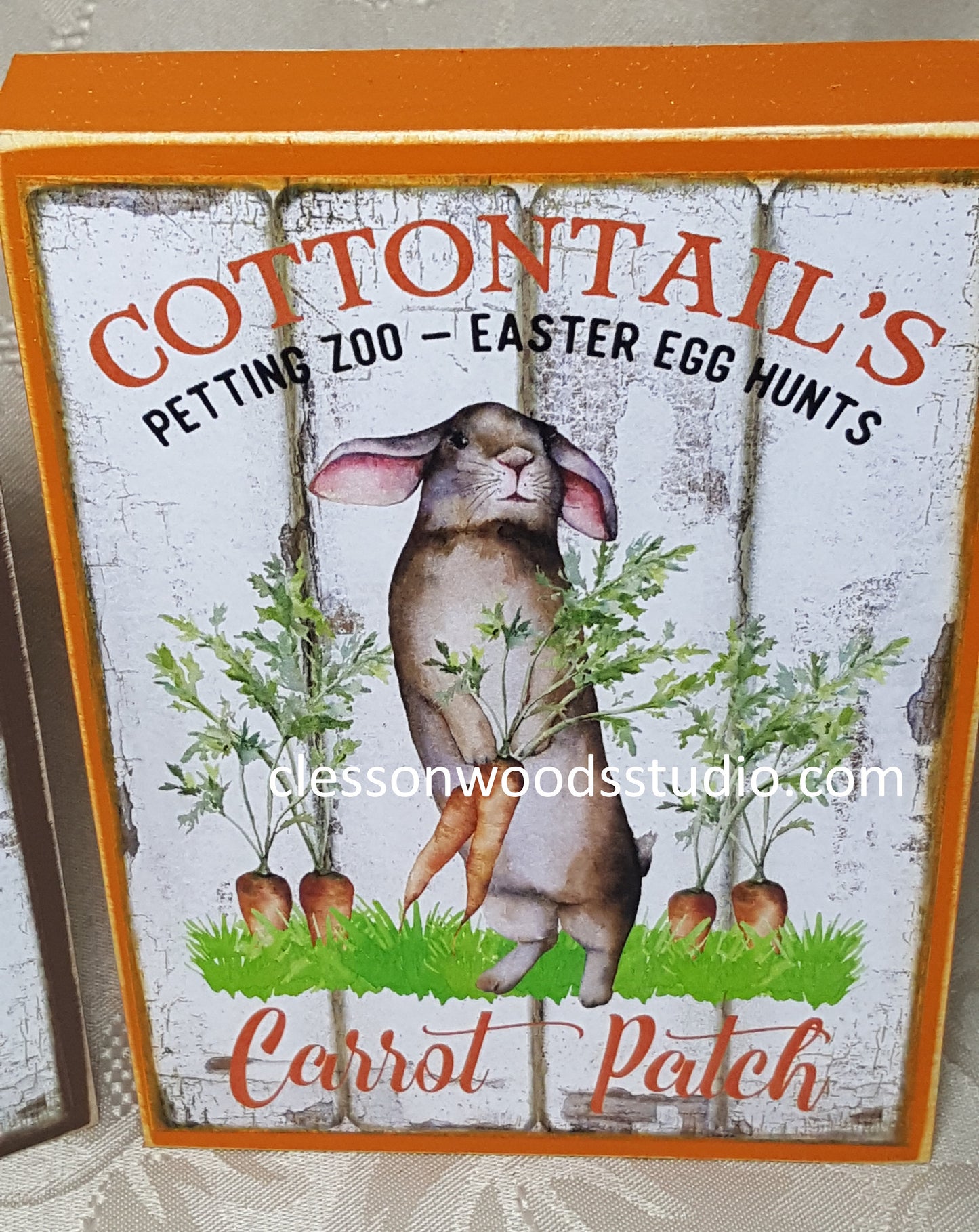 Cottontails Carrot Patch Wood Sign