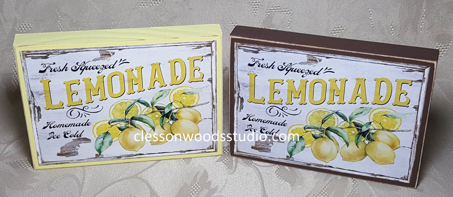 Fresh Squeezed Lemonade Small Wood Sign