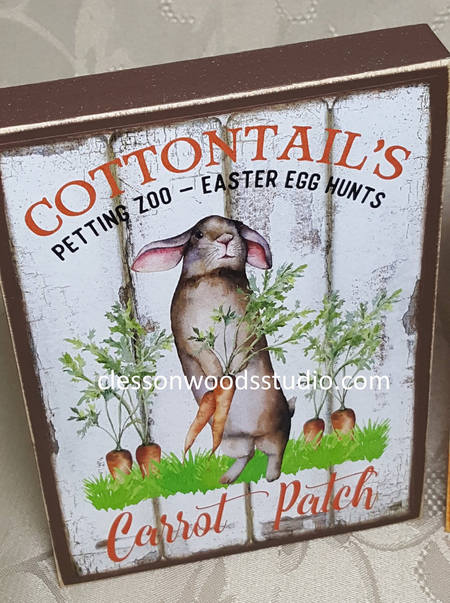 Cottontails Carrot Patch Wood Sign