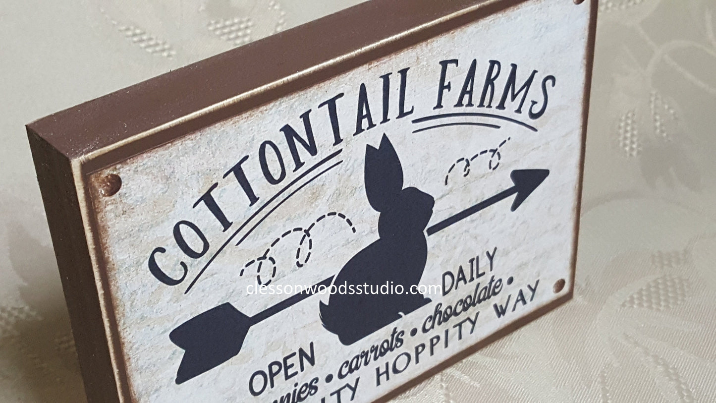 Cottontail Farms Wood Block Sign