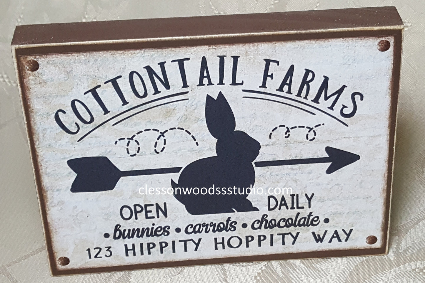 Cottontail Farms Wood Block Sign