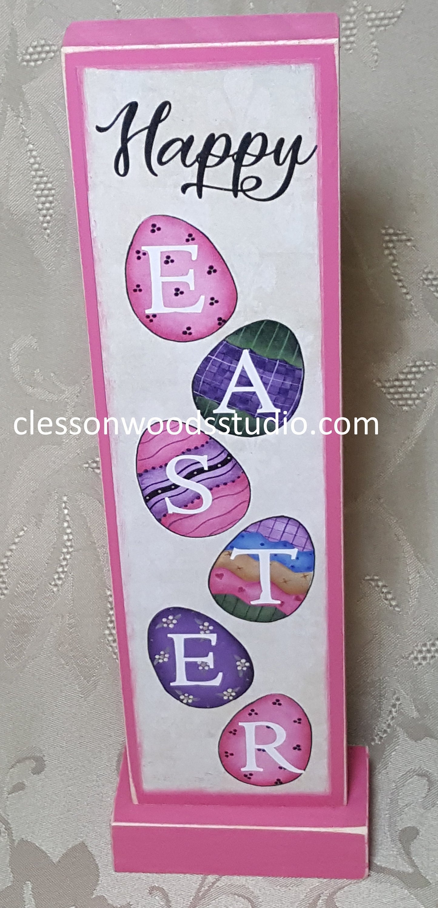 Happy Easter Eggs Vertical Wood Sign