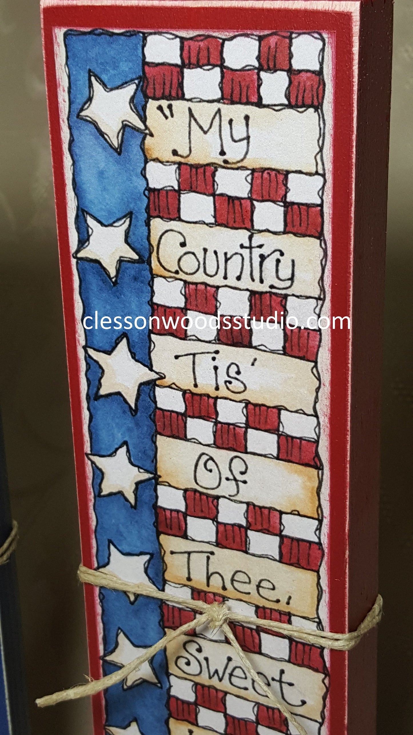 My Country Tis of Thee Vertical Wood Sign