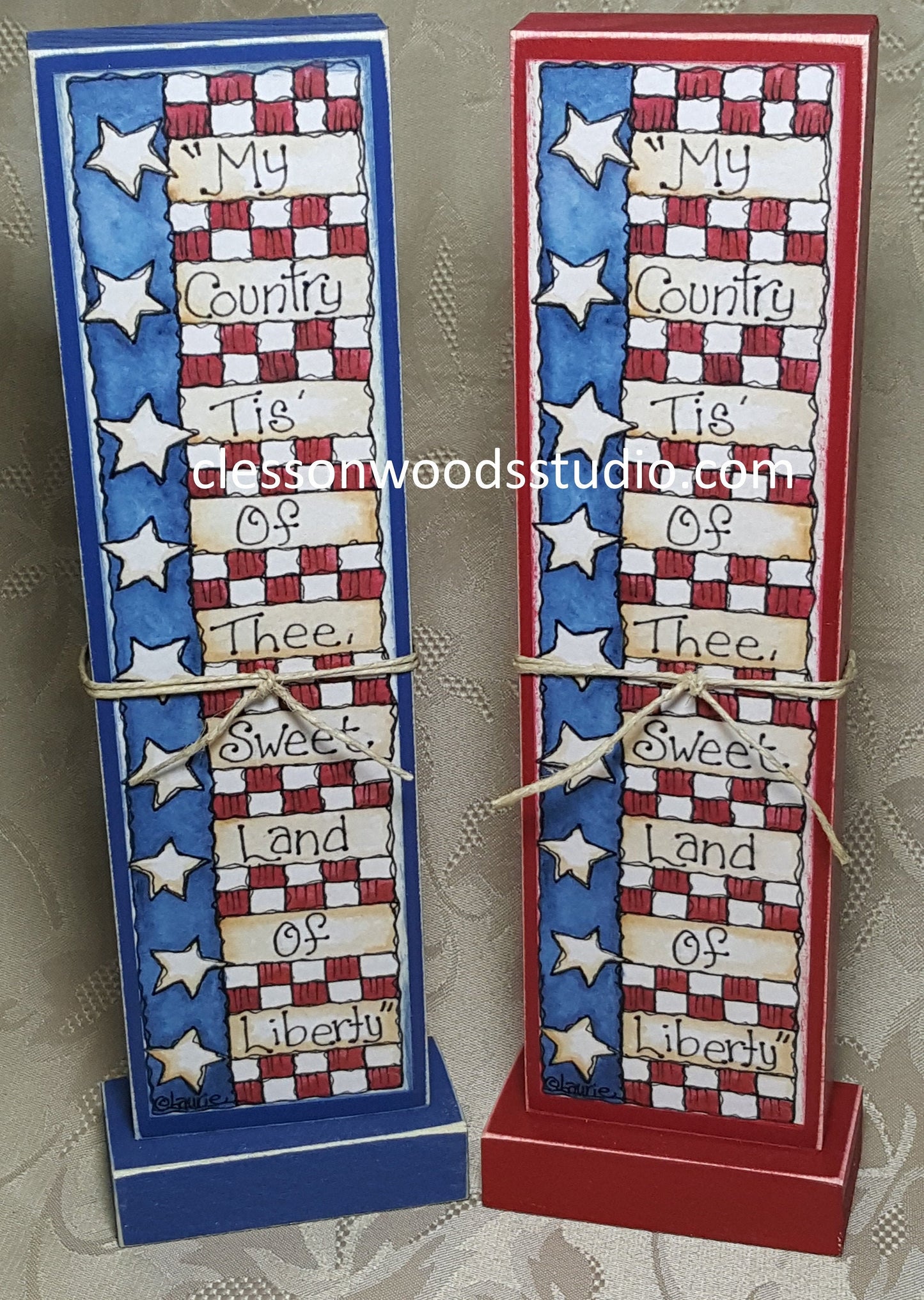 My Country Tis of Thee Vertical Wood Sign