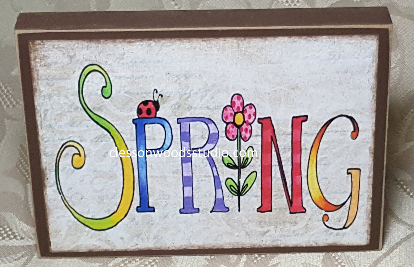 Spring Small Wood Block Sign