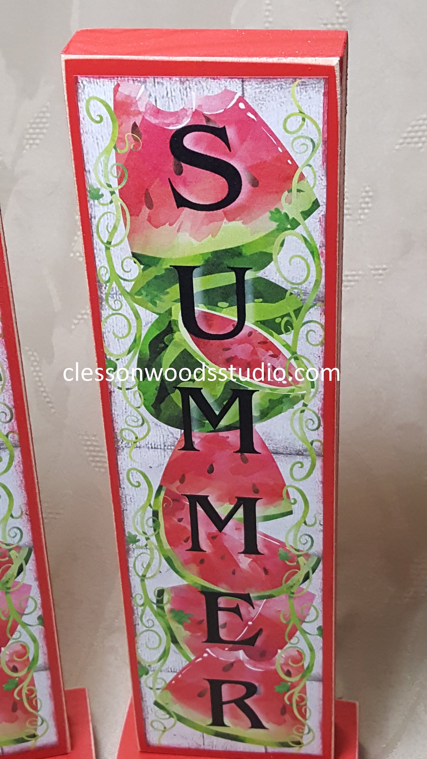 Watermelon Welcome or Summer Vertical Wood Sign