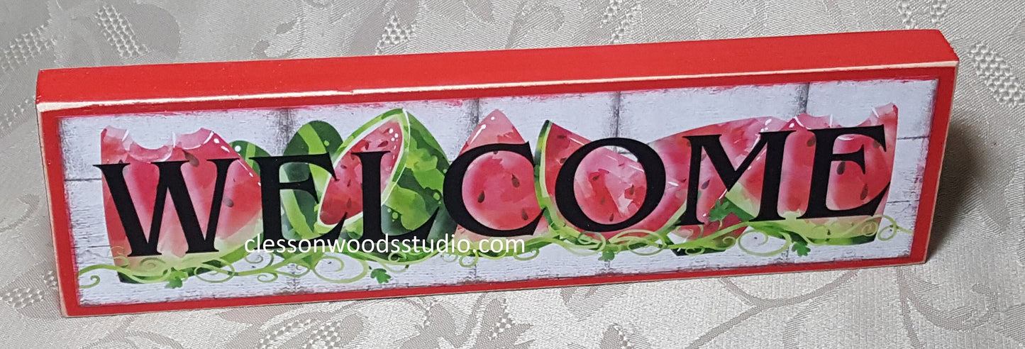 Welcome Watermelon Wood Sign