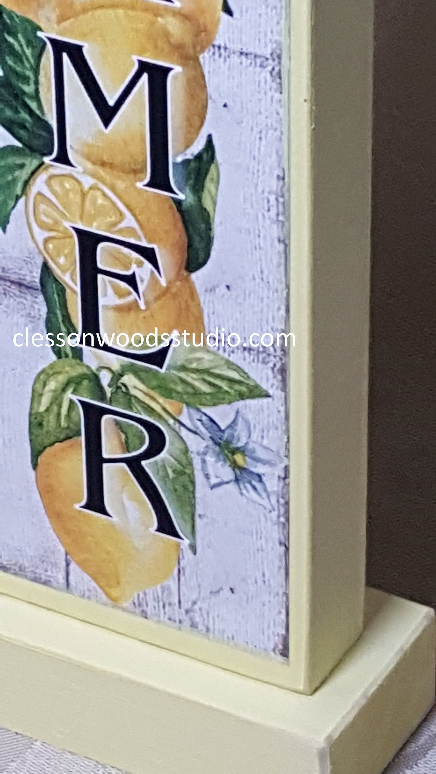 Welcome or Summer Lemons Vertical Wood Sign