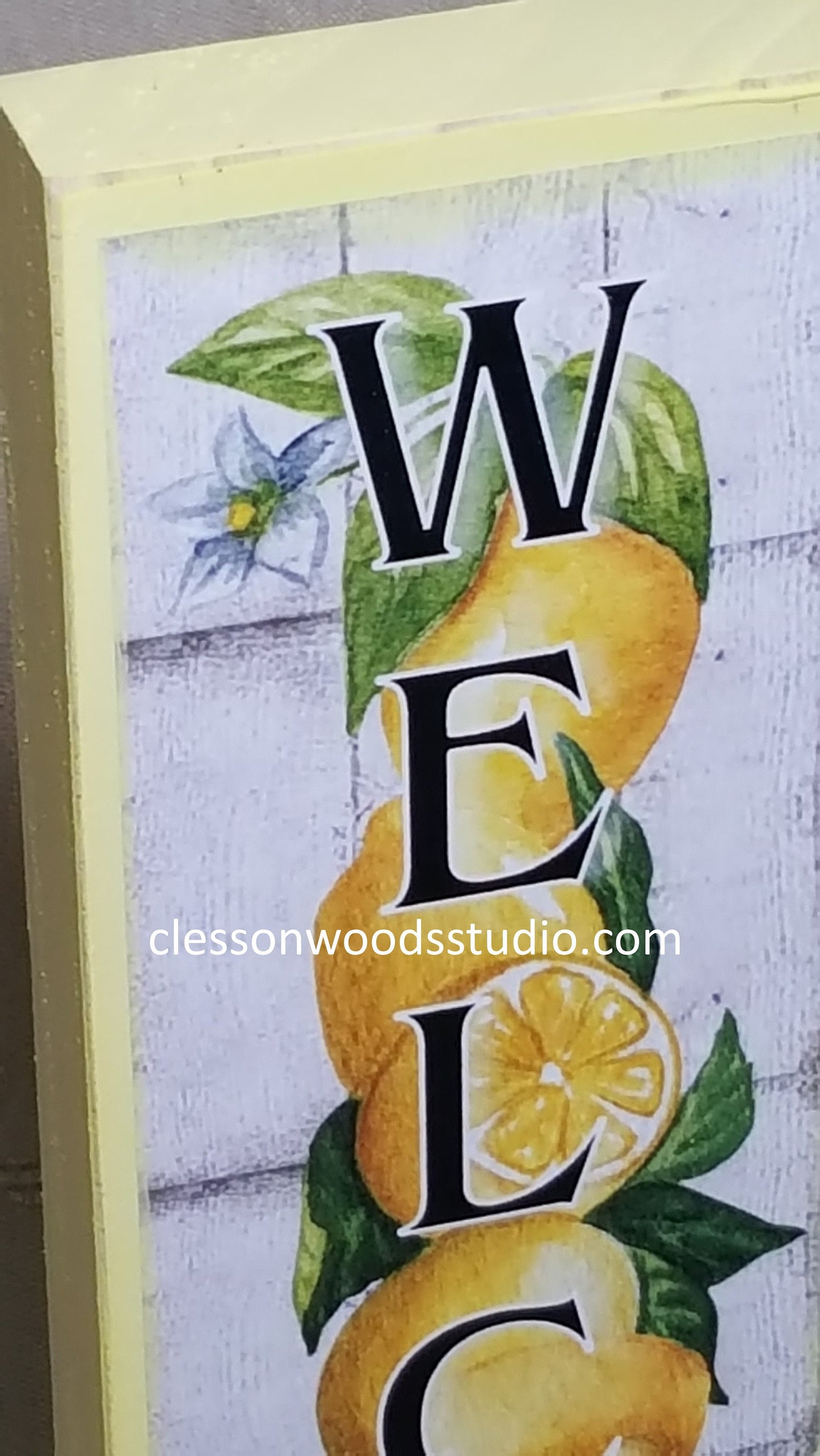 Welcome or Summer Lemons Vertical Wood Sign