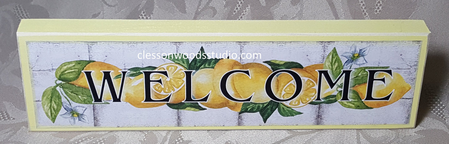 Welcome Lemons Wood Sign