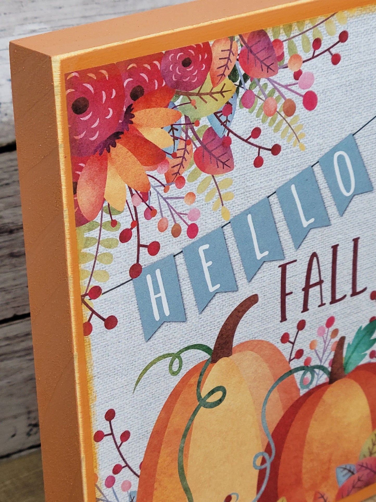 Hello Fall Wood Block Sign