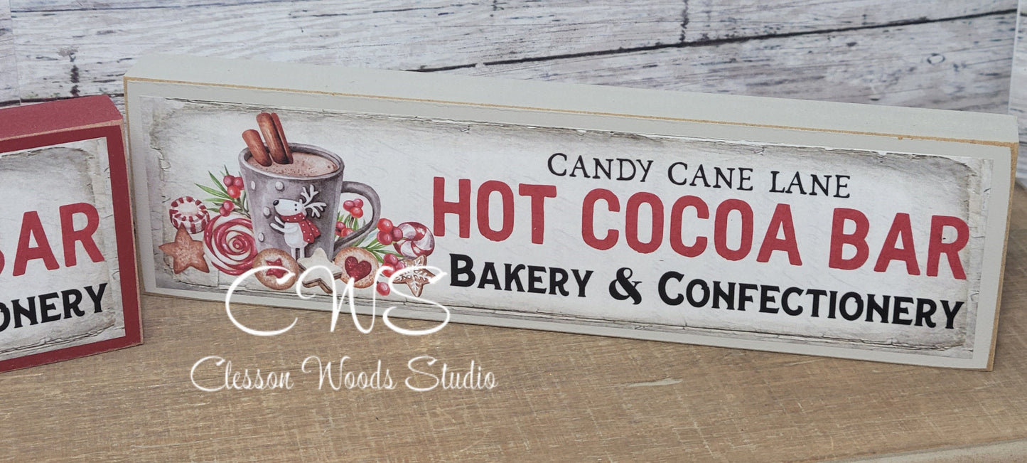 Candy Cane Lane Hot Cocoa Bar Wood Sign