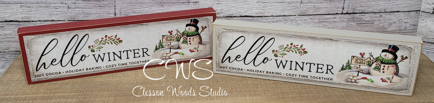 Hello Winter Wood Sign