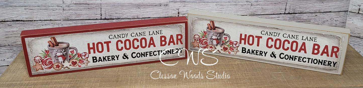 Candy Cane Lane Hot Cocoa Bar Wood Sign
