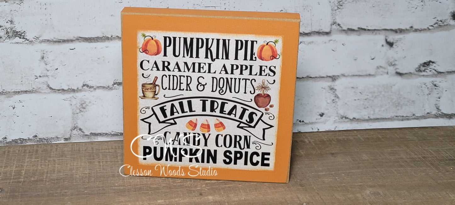 Autumn Subway Style Print Square Wood Sign