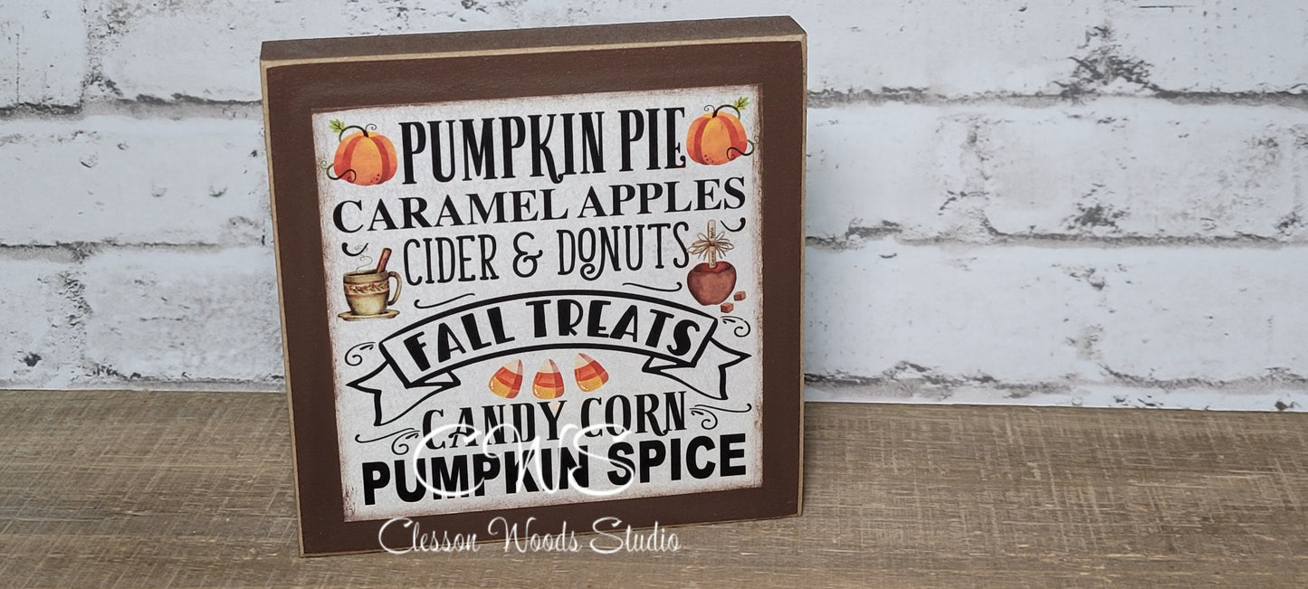 Autumn Subway Style Print Square Wood Sign