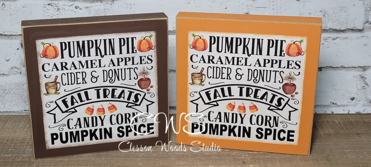 Autumn Subway Style Print Square Wood Sign