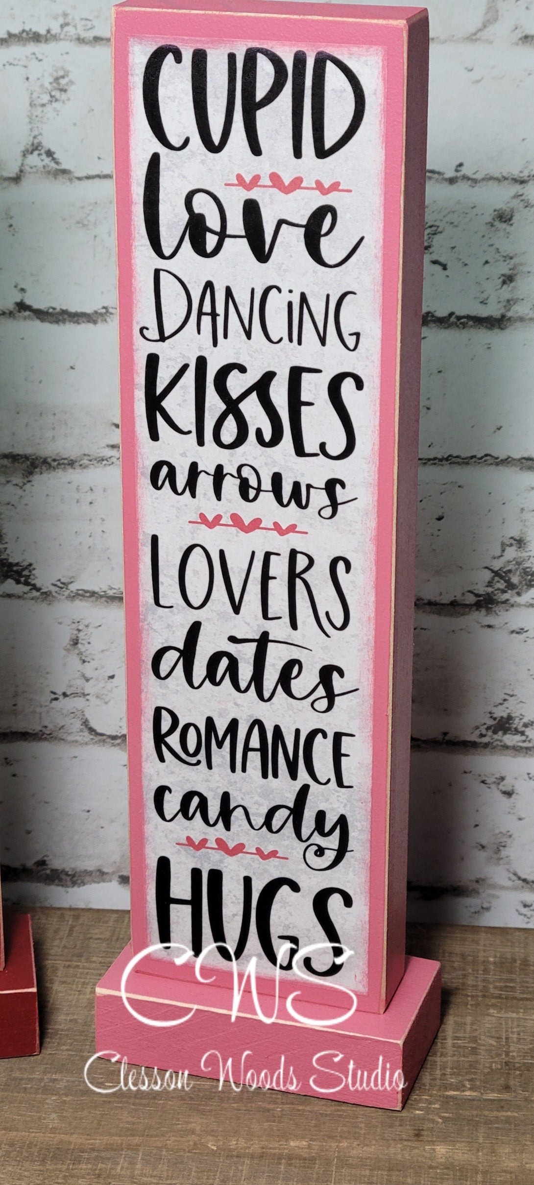Valentine Words 2 Vertical Wood Sign