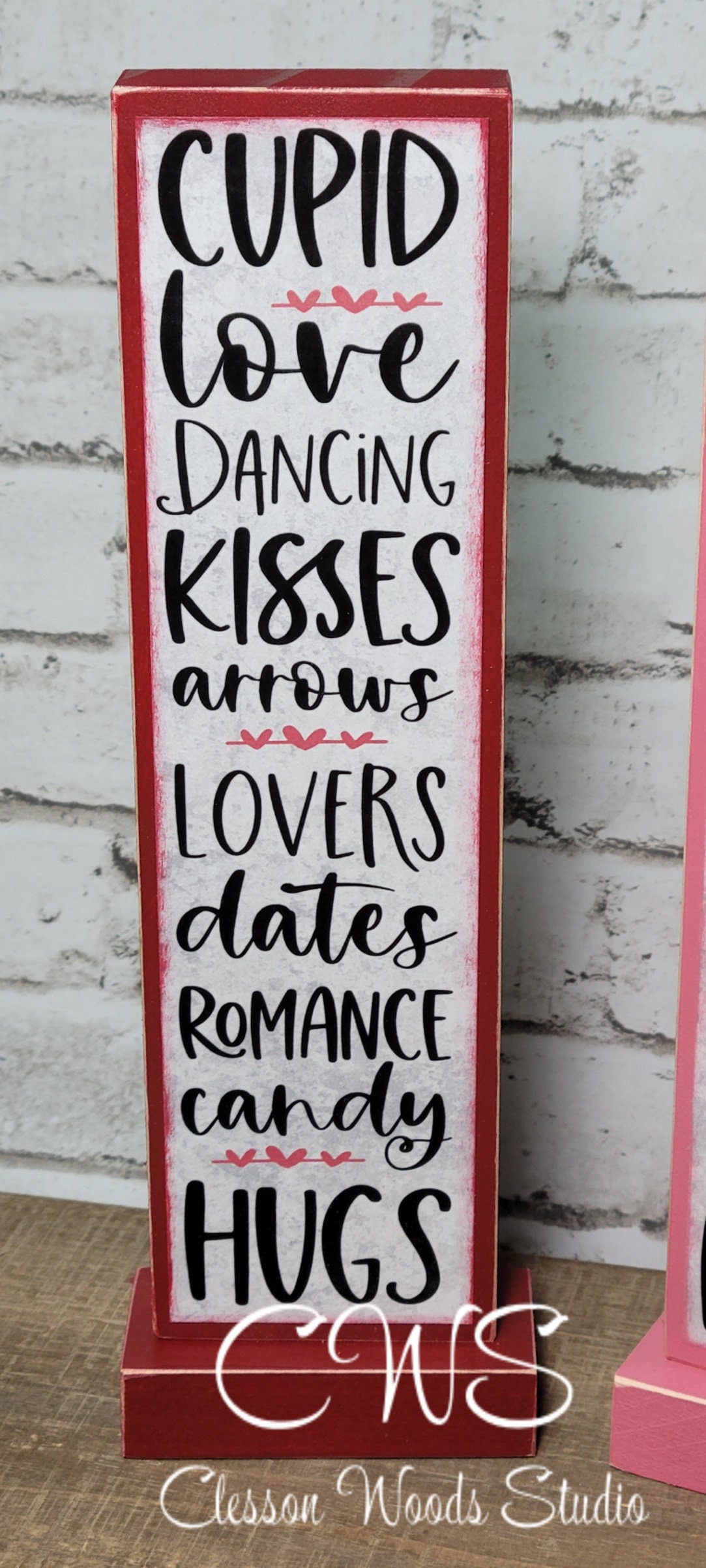 Valentine Words 2 Vertical Wood Sign