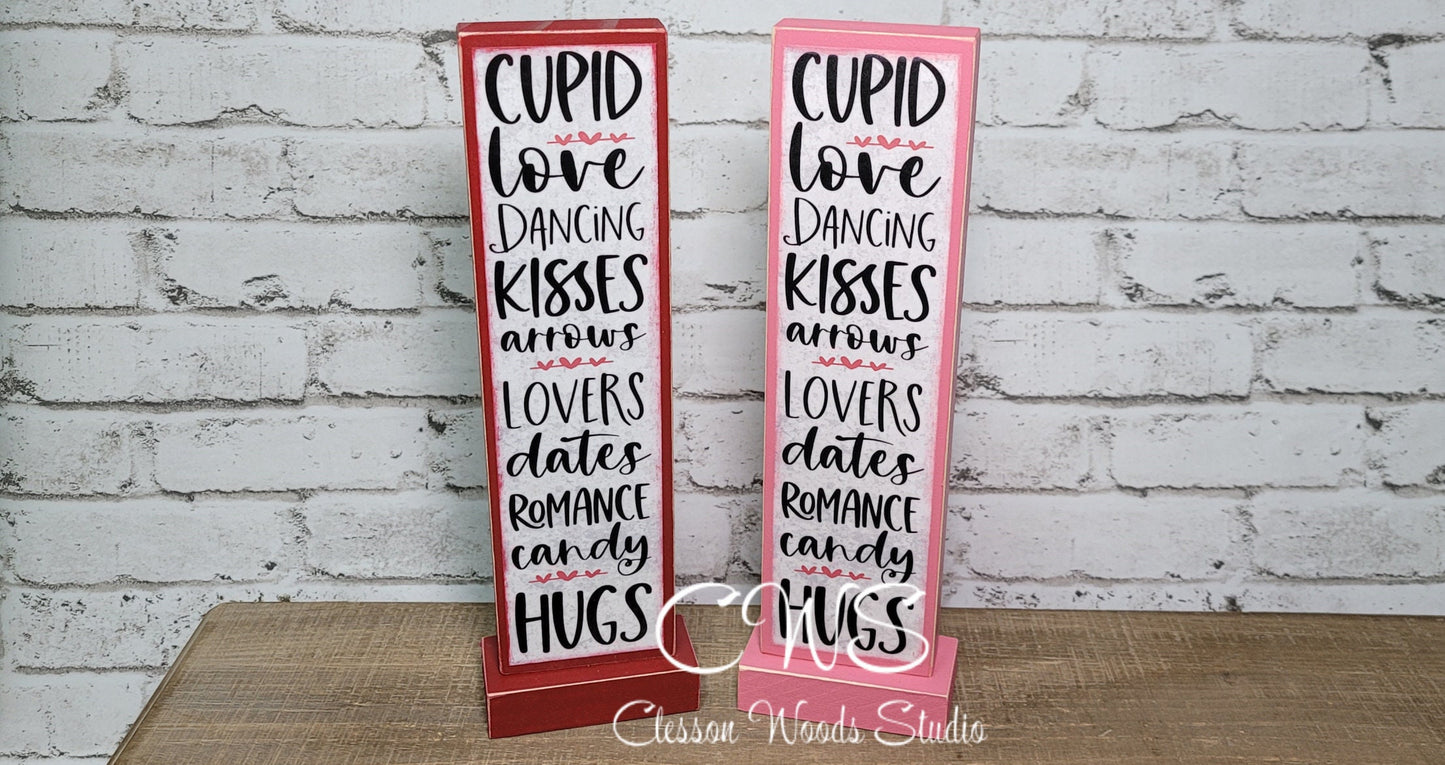 Valentine Words 2 Vertical Wood Sign