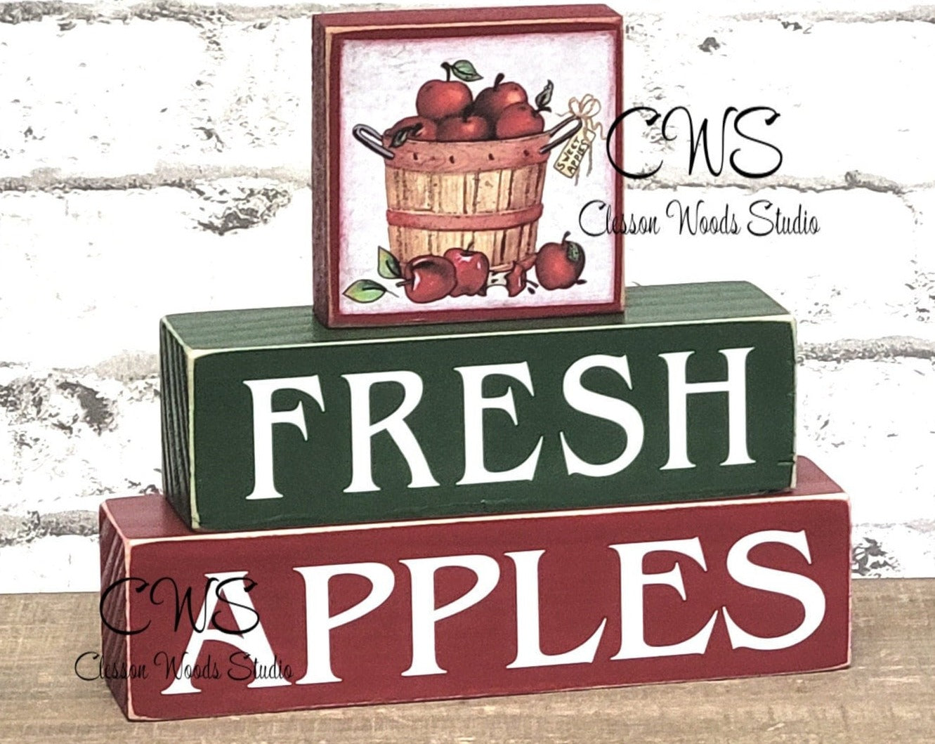 Fresh Apples (Juicy Apples) Reversible Wood Block Stack