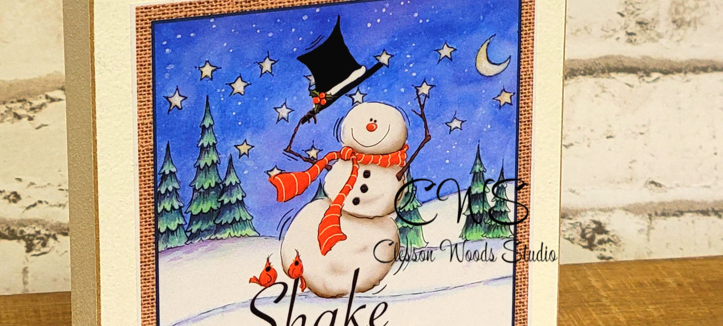 Shake Your Flakes Snowman Square Wood Sign