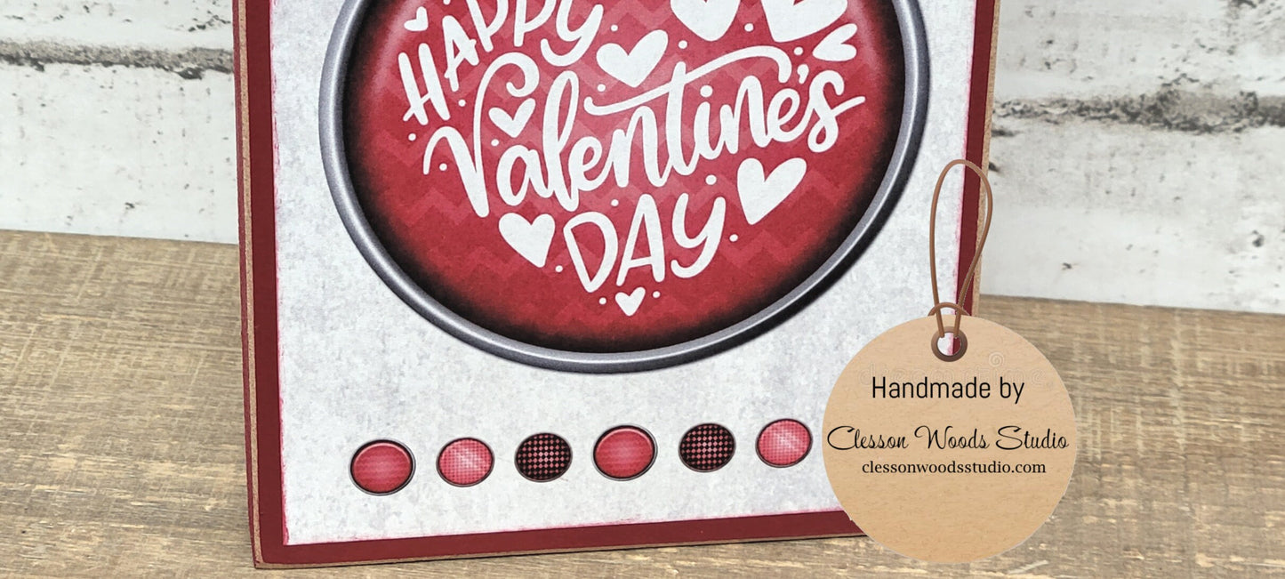 Happy Valentines Day Circle Red Wood Block Sign Tiered Tray Sign