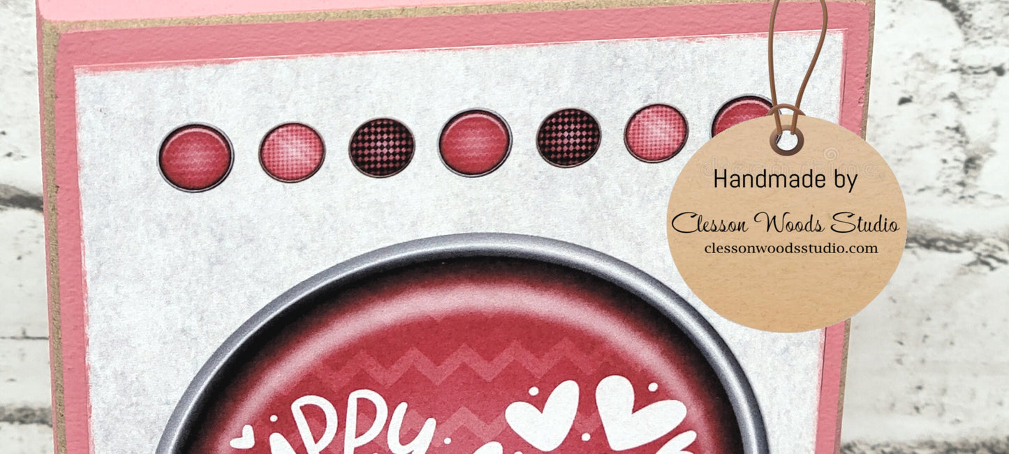 Happy Valentines Day Circle Pink Wood Block Sign Tiered Tray Sign