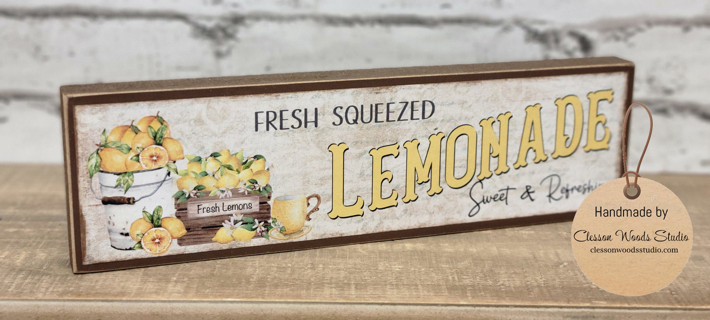 Fresh Squeezed Lemonade 2.5"x9" Wood Sign