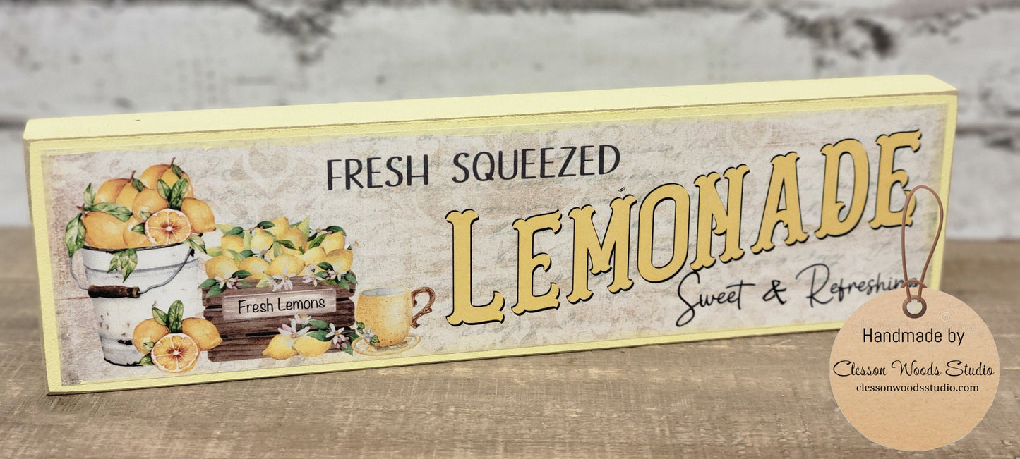 Fresh Squeezed Lemonade 2.5"x9" Wood Sign