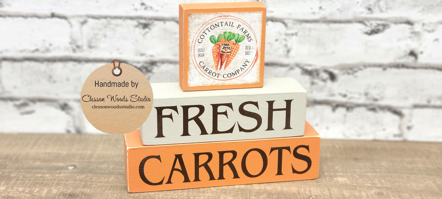 Fresh Carrots Wood Block Stack (Cottontail Farms Carrot Company Top Block)
