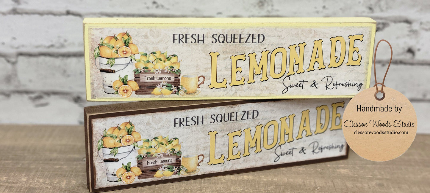 Fresh Squeezed Lemonade 2.5"x9" Wood Sign
