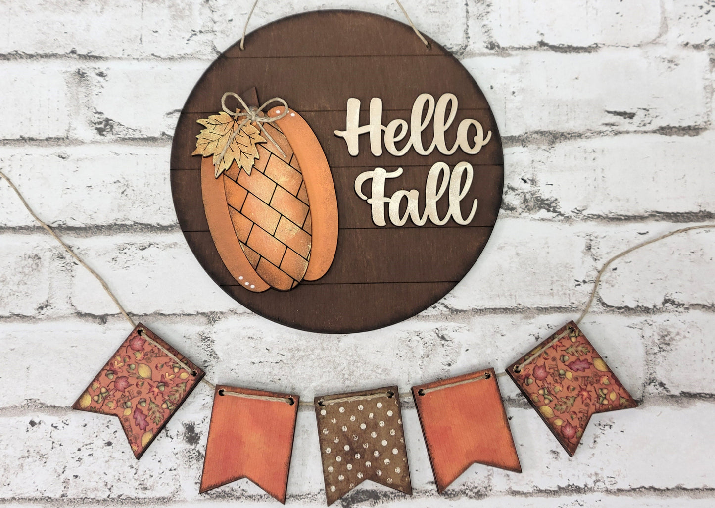 Hello Fall 6 Inch Round Sign & Banner