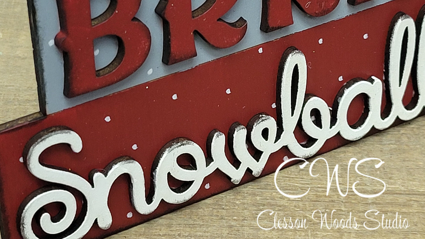 Winter Brrr Snowball Faux Block Stack Winter Sign