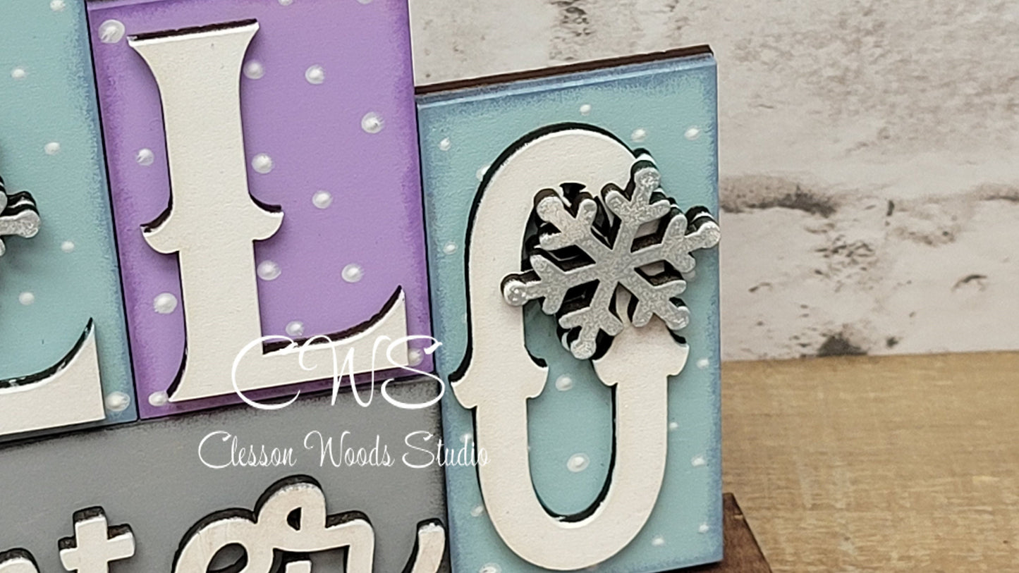 Hello Winter Word Block Sign