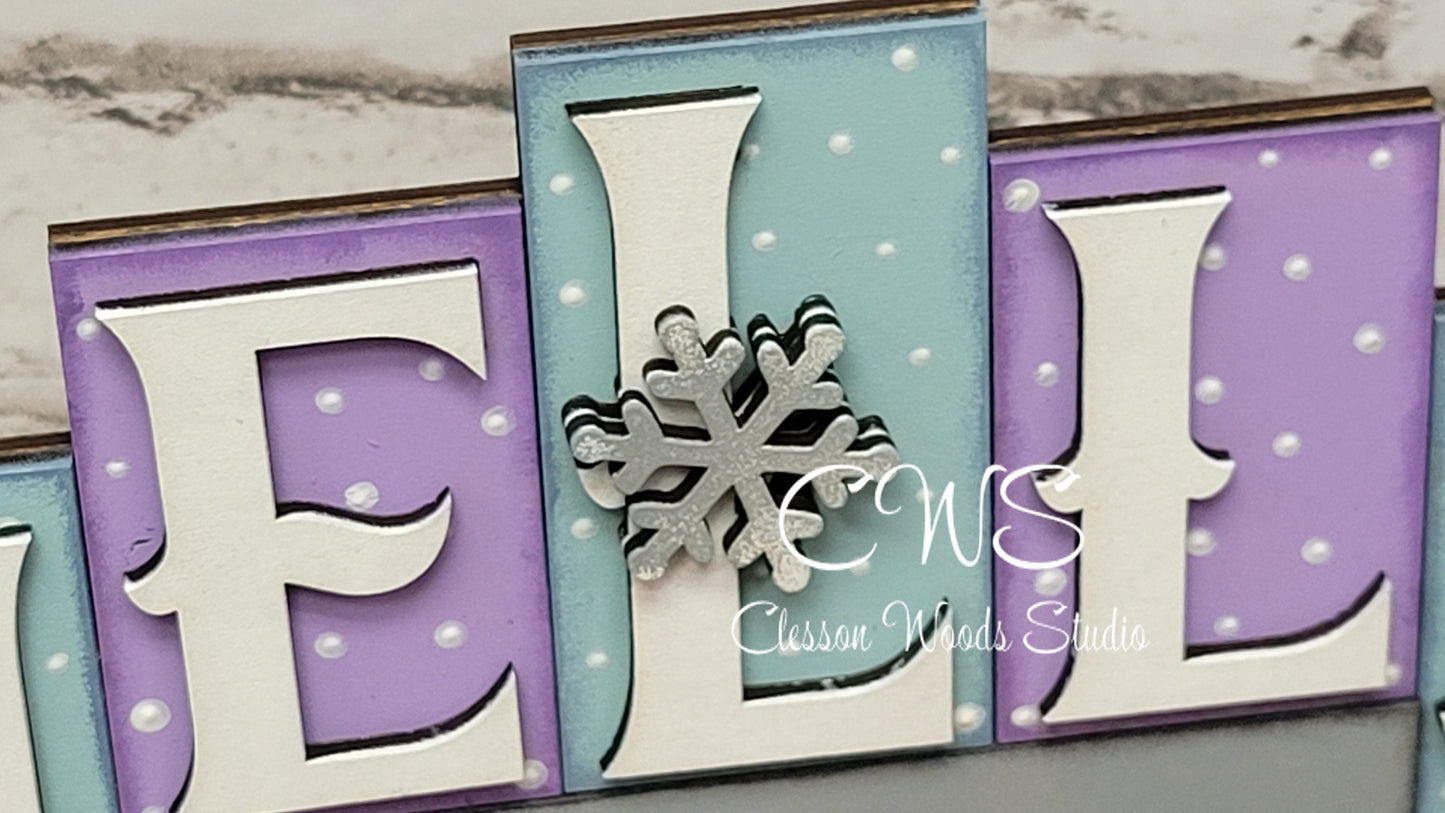 Hello Winter Word Block Sign
