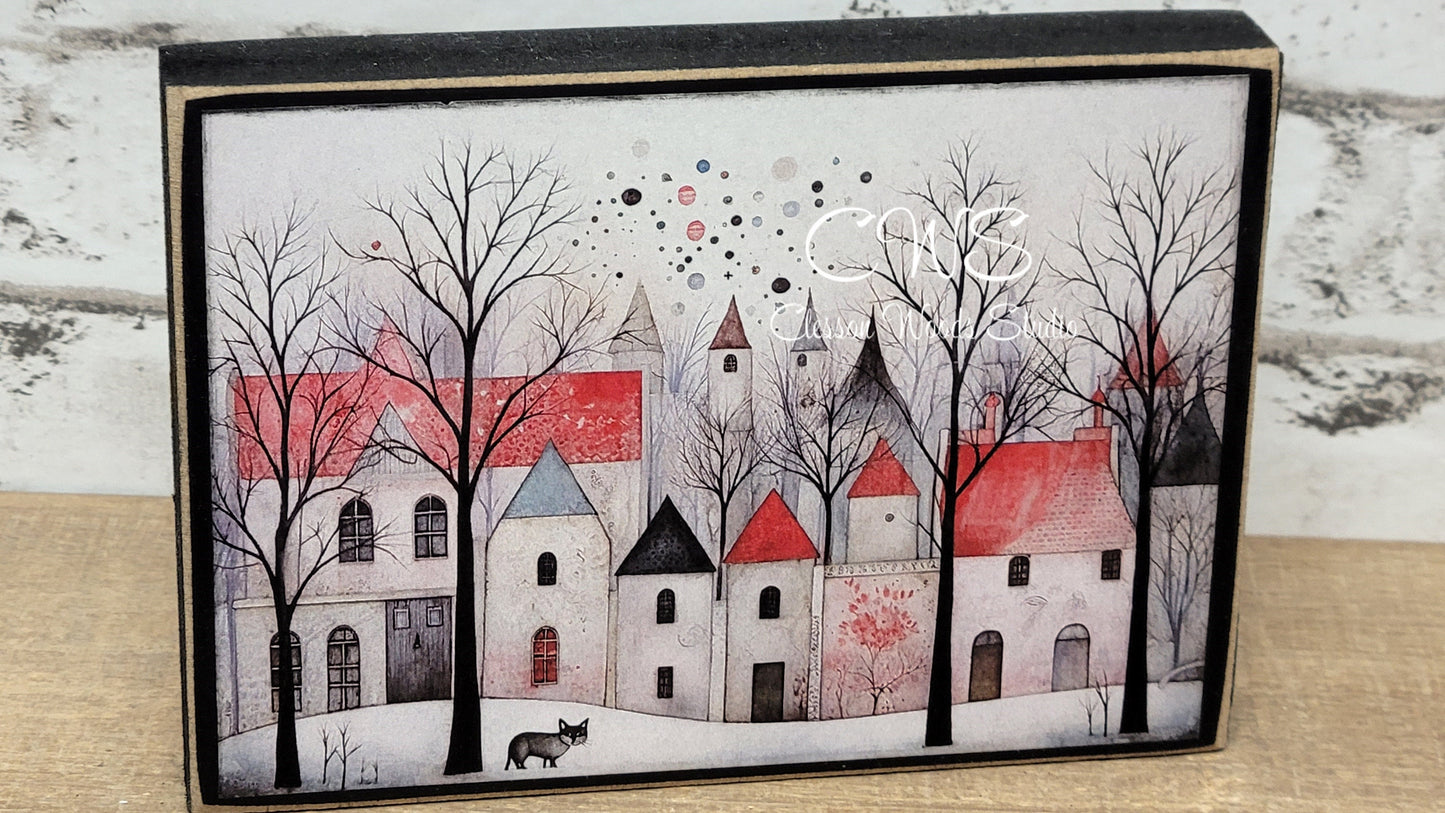 Winter Village 3 Wood Block Sign