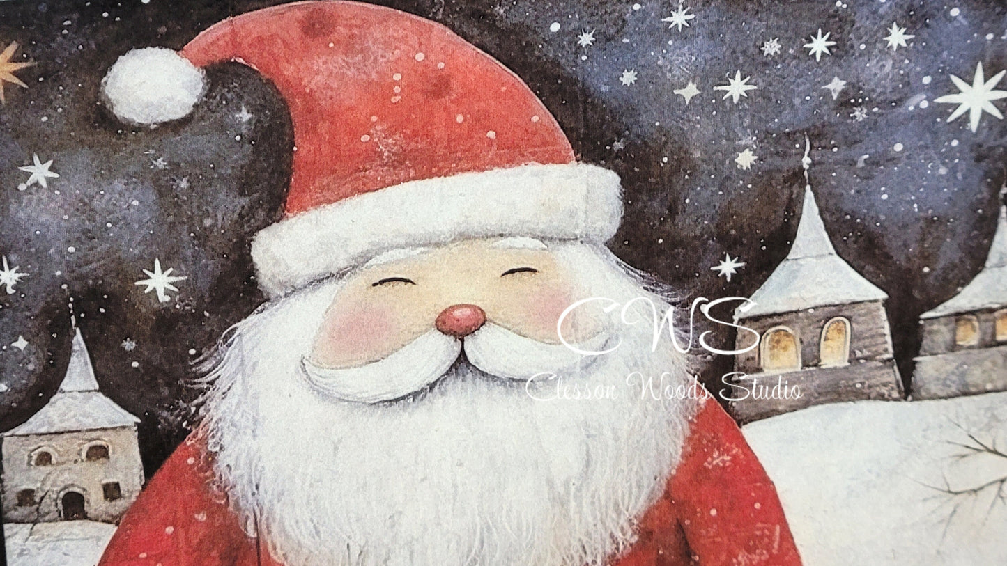 Old Time Santa 4 Wood Block Sign