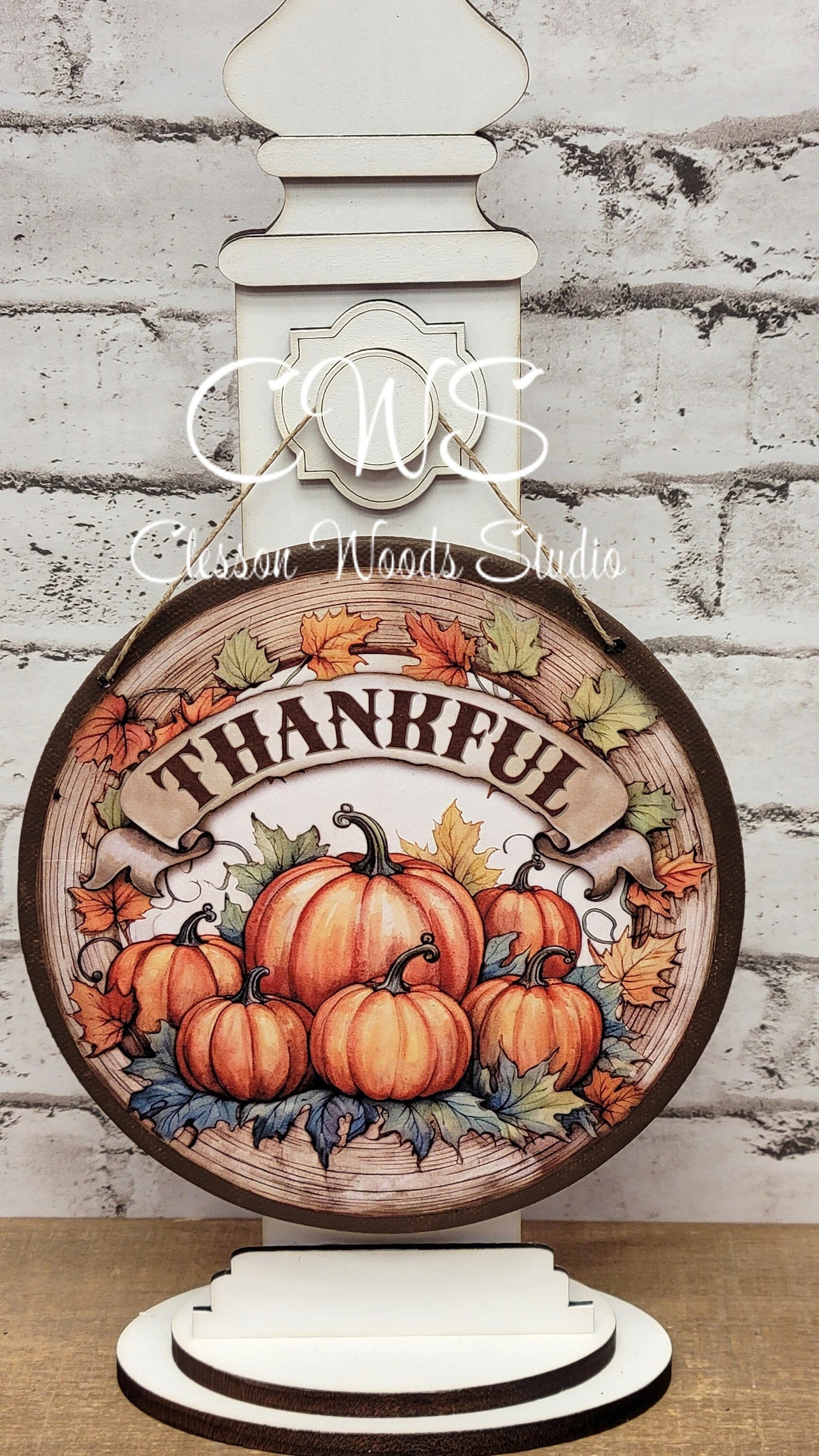 Thankful Pumpkins 6 Inch Round Hanging Sign