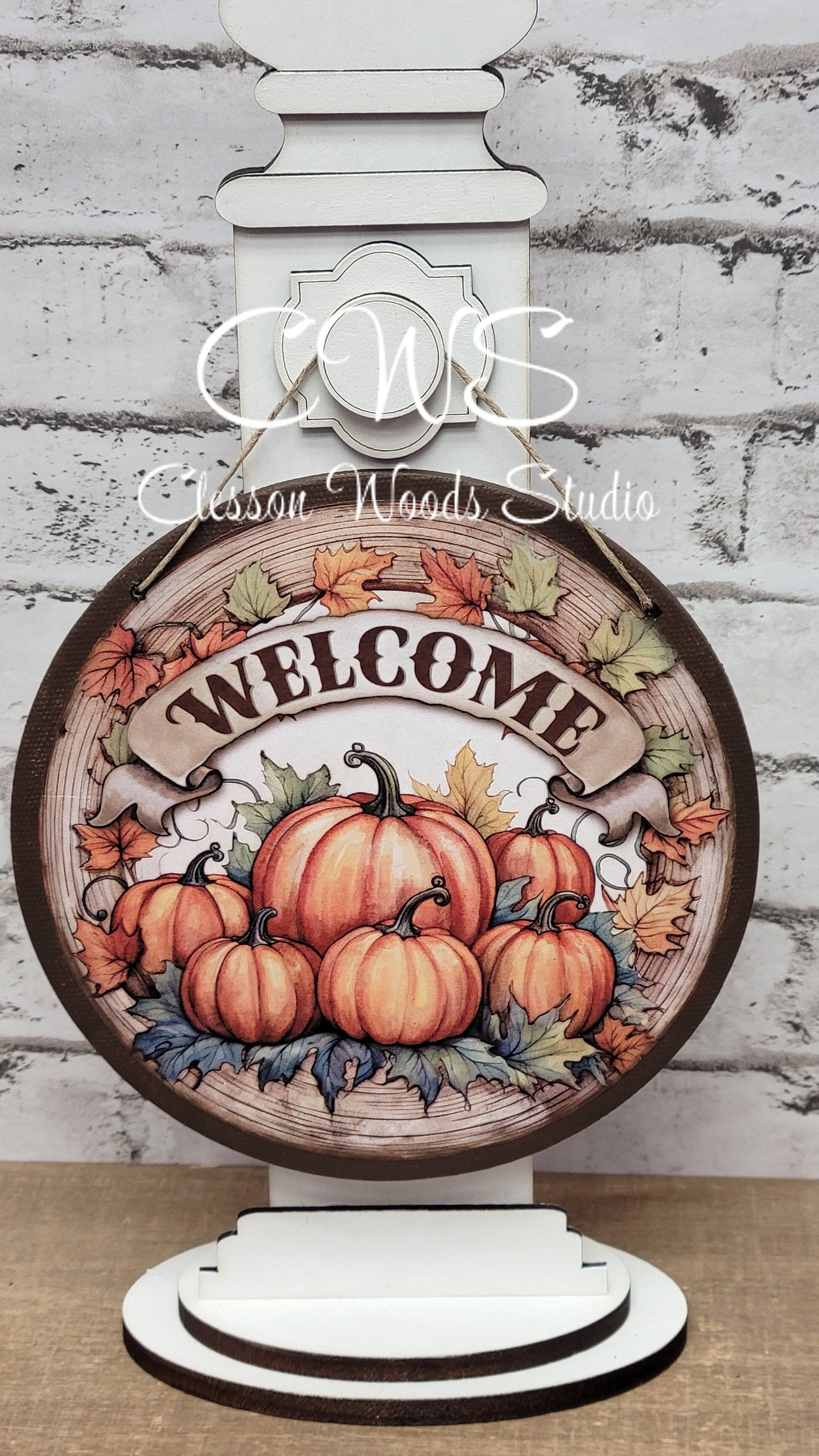 Welcome Pumpkins 6 Inch Round Hanging Sign