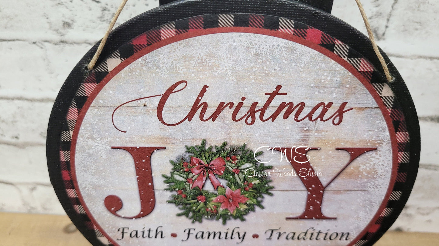 Christmas Joy 6 Inch Round Hanging Sign