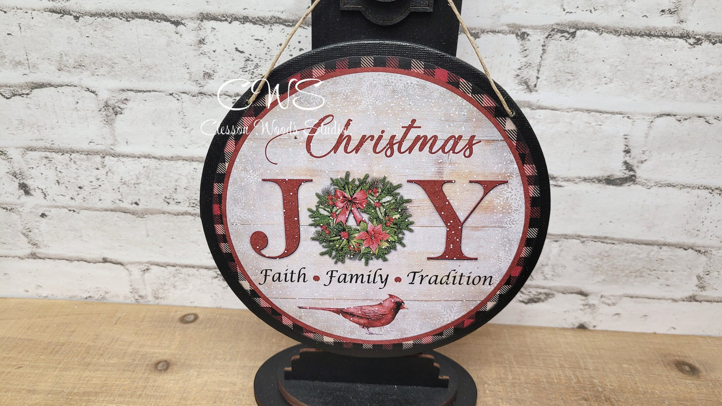 Christmas Joy 6 Inch Round Hanging Sign